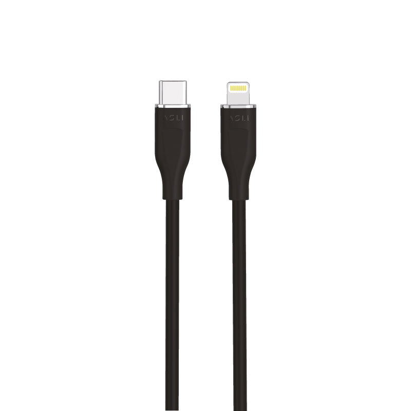 كيبل Power Wire Lux من أسلي جلوبال سيليكون USB-C إلى Lightning أثنين متر | أسود كيبل Power Wire Lux من أسلي جلوبال سيليكون USB-C إلى Lightning أثنين متر | أسود